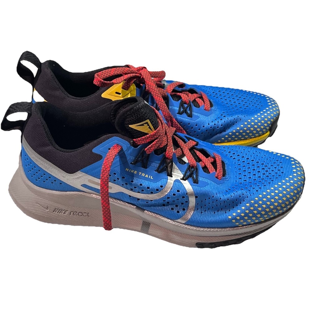 Women's Size 7 Blue Nike React Pegasus Trail 4 Trail Running DJ6159-401 EUC